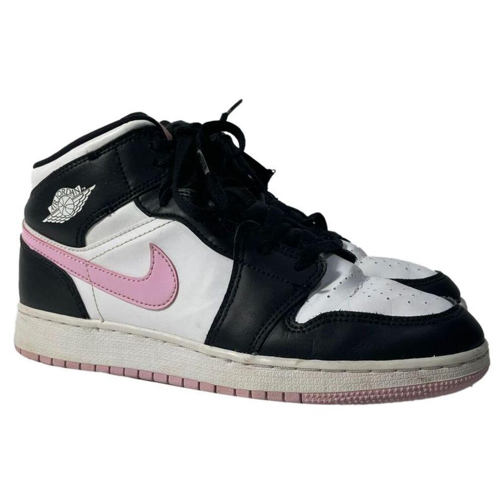 Nike Air Jordan 1 Retro Mid Arctic Sneakers in Pink Black White Leather
